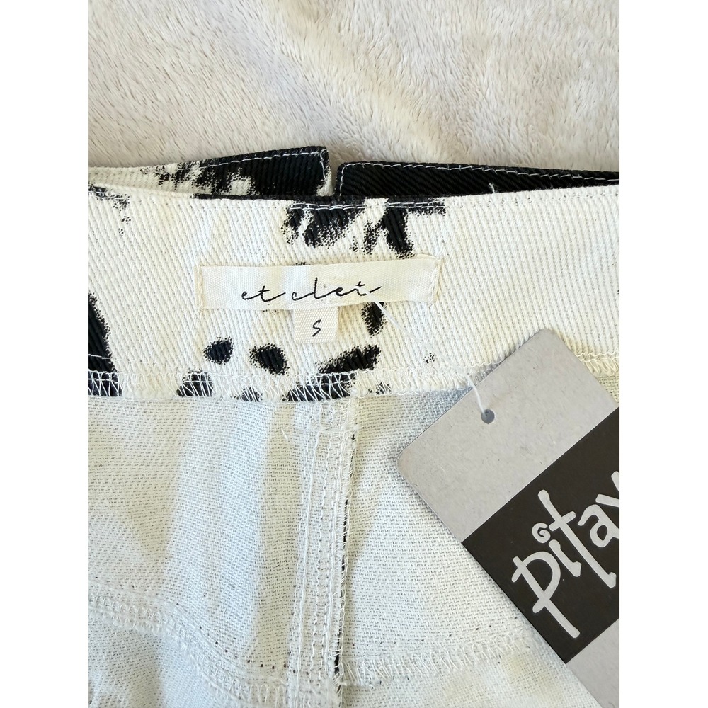 NWT Et Clet‎ Cow Print Denim Mini Skirt Western Y2K Boutique Size S - Picture 6 of 10